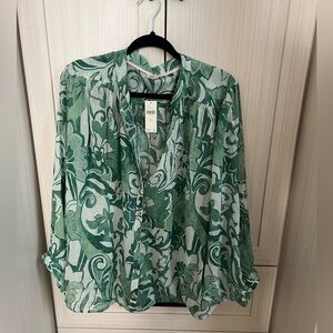 NWT Anthropologie Pilcro green button up blouse XL